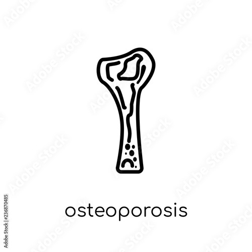 Osteoporosis icon. Trendy modern flat linear vector Osteoporosis icon on white background from thin line Diseases collection