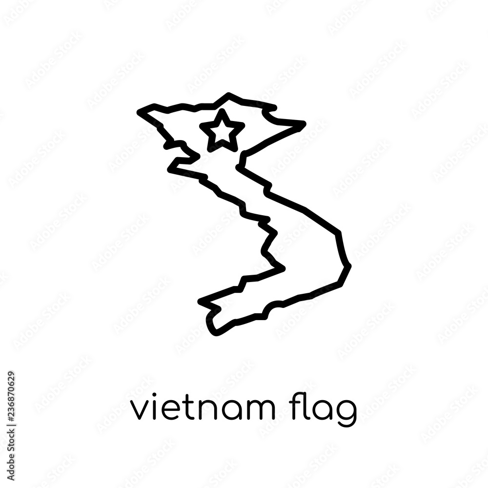 Vietnam flag icon. Trendy modern flat linear vector Vietnam flag icon on white background from thin line Country Flags collection Vietnam flag icon. Trendy modern flat linear vector Vietnam flag icon on white background from thin line Country Flags collection