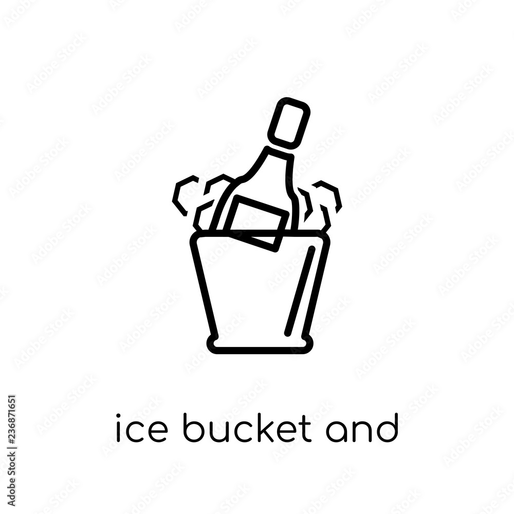 Ice bucket and bottle icon from Drinks collection. Ice bucket and bottle icon from Drinks collection.