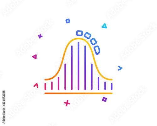 Roller coaster line icon. Amusement park sign. Carousels symbol. Gradient line button. Roller coaster icon design. Colorful geometric shapes. Vector