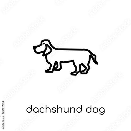 Dachshund dog icon. Trendy modern flat linear vector Dachshund dog icon on white background from thin line dogs collection