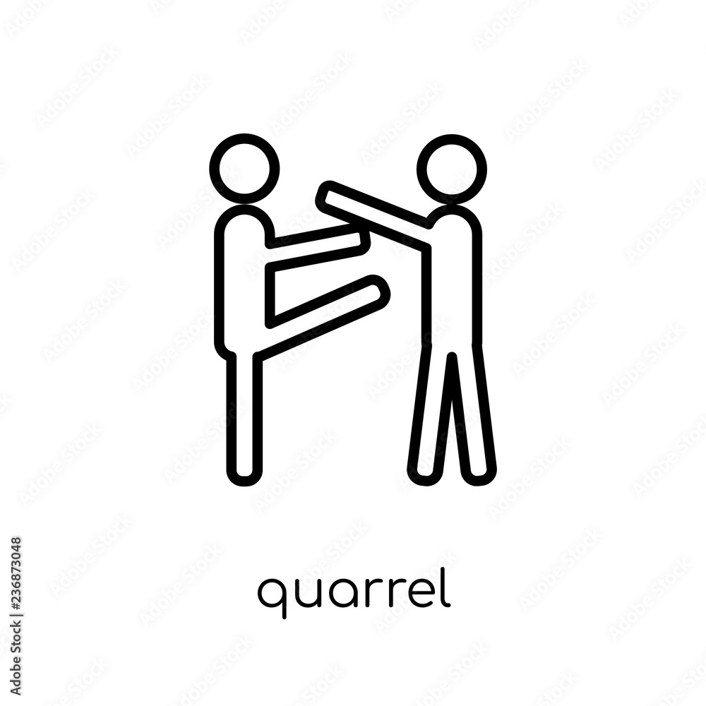 quarrel icon. Trendy modern flat linear vector quarrel icon on white background from thin line Communication collection, outline vector illustration quarrel icon. Trendy modern flat linear vector quarrel icon on white background from thin line Communication collection, outline vector illustration