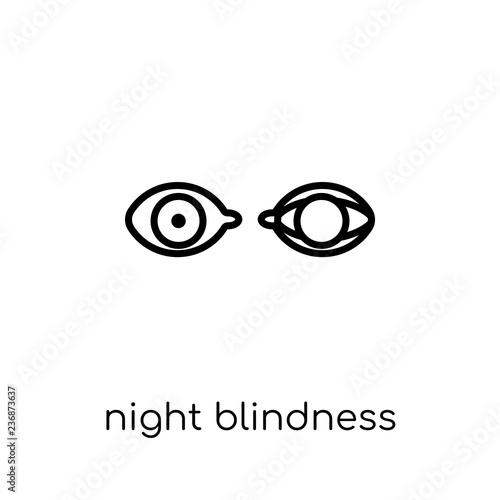 Night blindness icon. Trendy modern flat linear vector Night blindness icon on white background from thin line Diseases collection