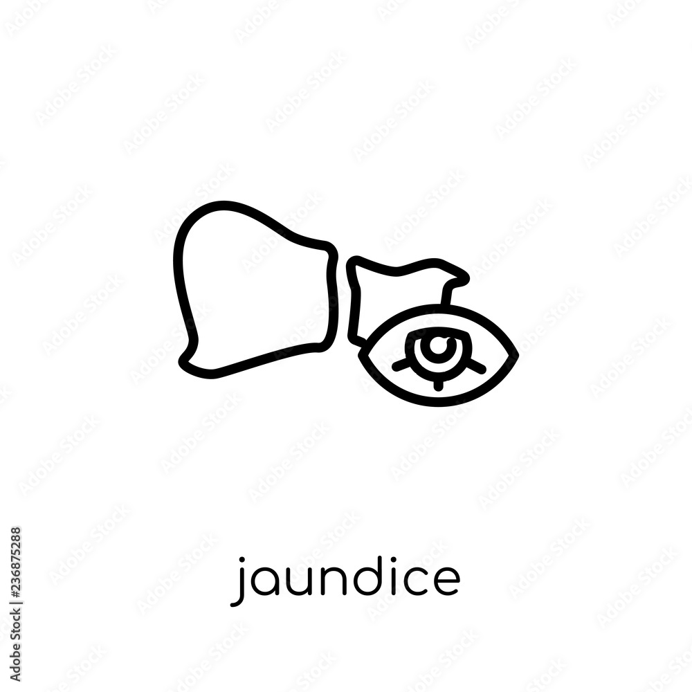 Jaundice icon. Trendy modern flat linear vector Jaundice icon on white background from thin line Diseases collection Jaundice icon. Trendy modern flat linear vector Jaundice icon on white background from thin line Diseases collection
