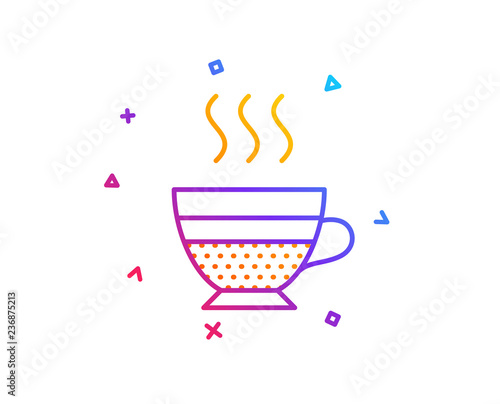 Cafe creme icon. Hot drink sign. Beverage symbol. Gradient line button. Cafe creme icon design. Colorful geometric shapes. Vector