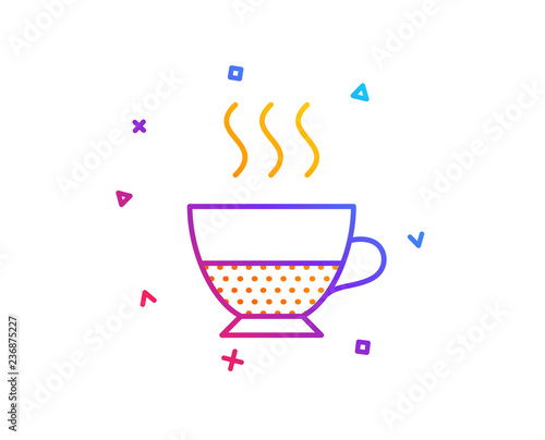 Doppio coffee icon. Hot drink sign. Beverage symbol. Gradient line button. Doppio icon design. Colorful geometric shapes. Vector