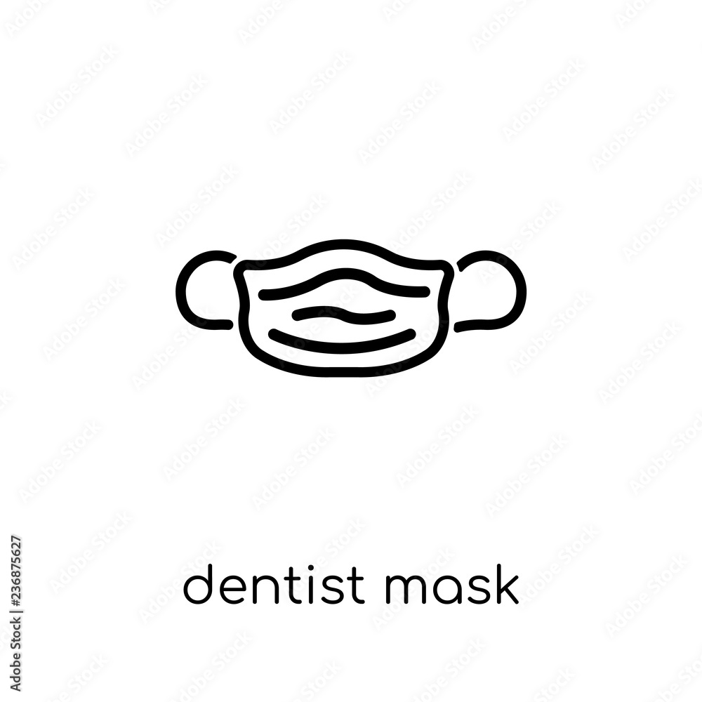 Dentist mask icon. Trendy modern flat linear vector Dentist mask icon on white background from thin line Dentist collection