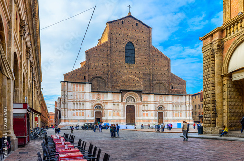 Basilica of San Petronio on Piazza Maggiore in Bologna, Emilia-Romagna, Italy photo