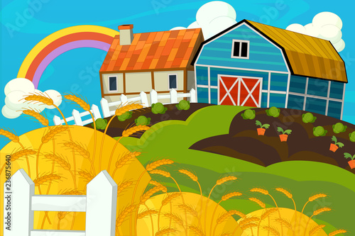 Cartoon farm scene - for different usage - illustration for children