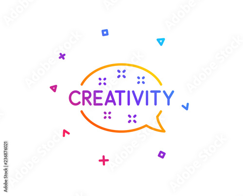 Creativity speech bubble line icon. Graphic art sign. Inspiration symbol. Gradient line button. Creativity icon design. Colorful geometric shapes. Vector