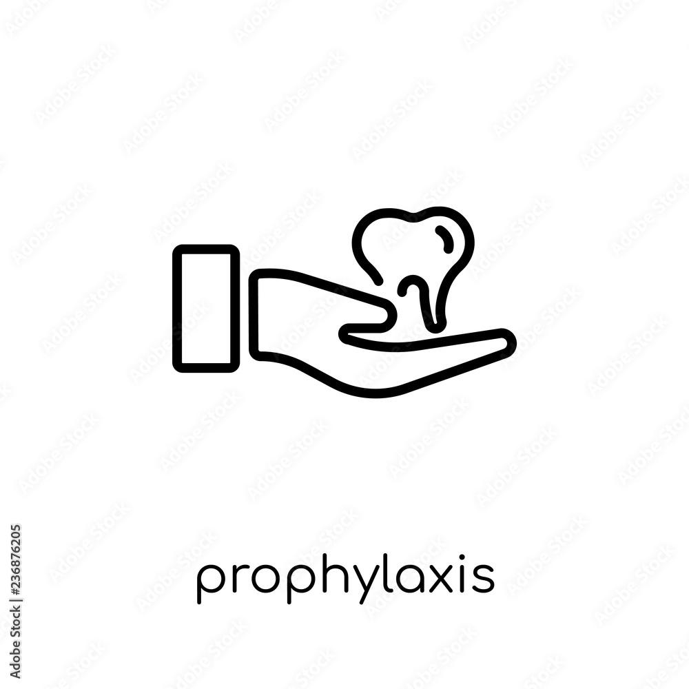 Prophylaxis icon. Trendy modern flat linear vector Prophylaxis icon on white background from thin line Dentist collection Prophylaxis icon. Trendy modern flat linear vector Prophylaxis icon on white background from thin line Dentist collection