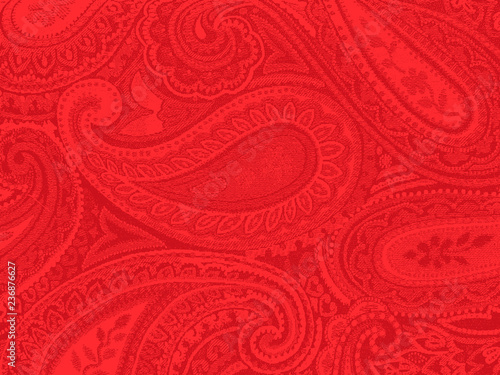 Red Paisley Fabric Background