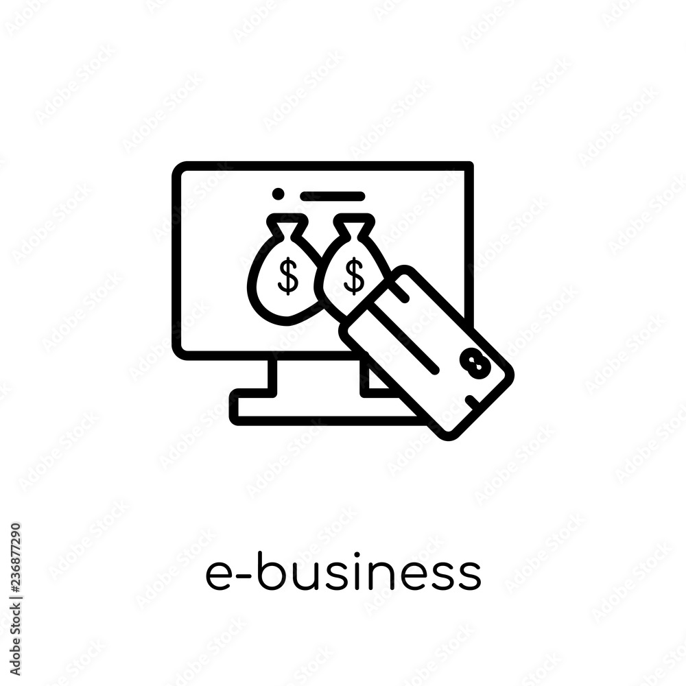 e-business icon. Trendy modern flat linear vector e-business icon on white background from thin line Cryptocurrency economy and finance collection e-business icon. Trendy modern flat linear vector e-business icon on white background from thin line Cryptocurrency economy and finance collection