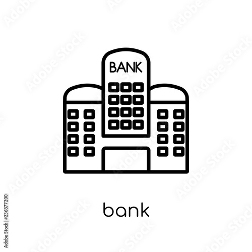 Bank icon. Trendy modern flat linear vector Bank icon on white background from thin line Cryptocurrency economy and finance collection