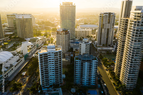 Gold Coast sunset with building skyline