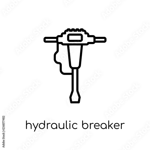 Hydraulic breaker icon. Trendy modern flat linear vector Hydraulic breaker icon on white background from thin line Construction collection