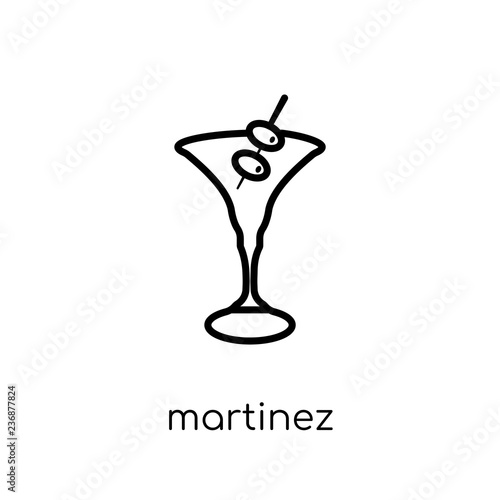 martinez icon. Trendy modern flat linear vector martinez icon on white background from thin line Drinks collection, outline vector illustration