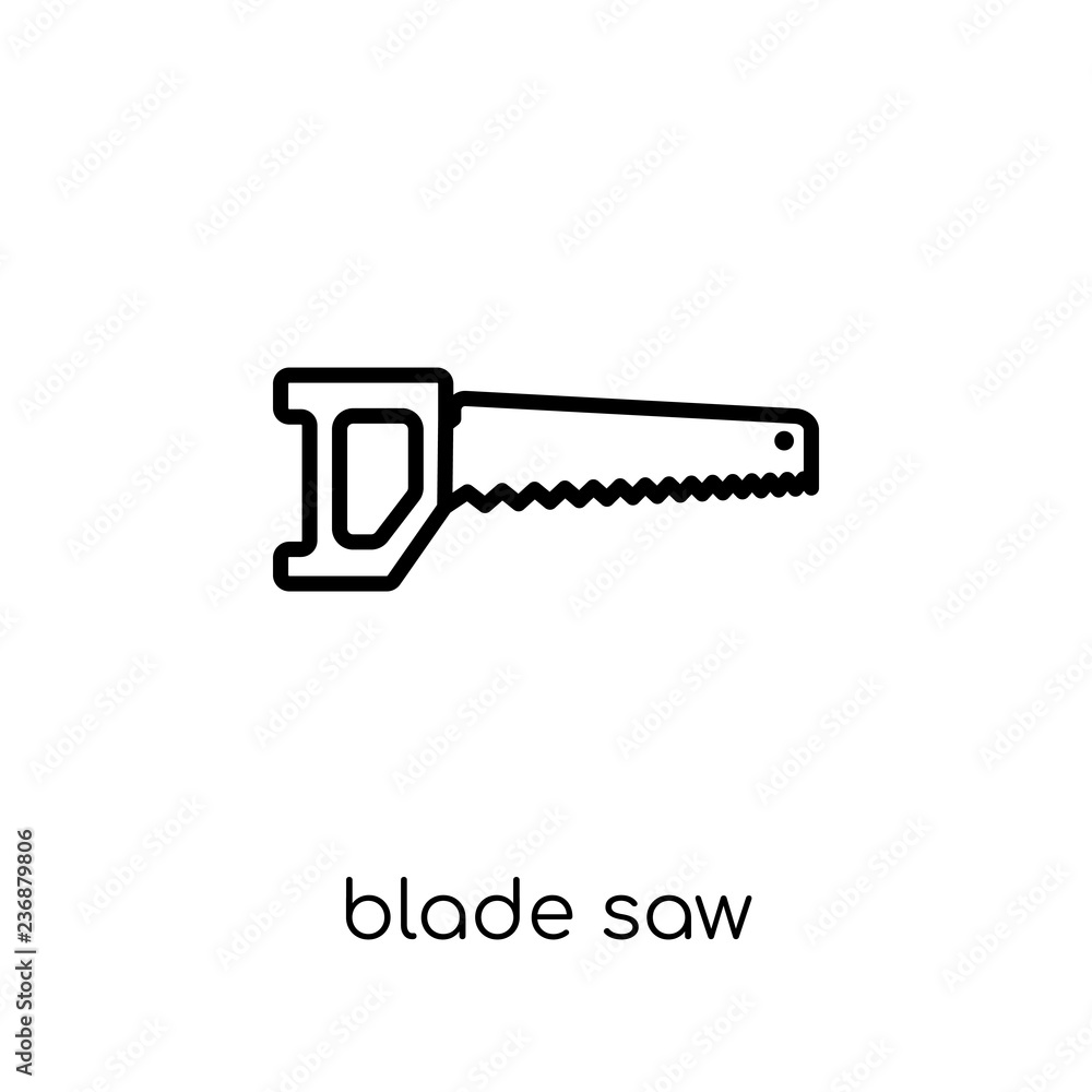 blade saw icon. Trendy modern flat linear vector blade saw icon on white background from thin line Construction collection blade saw icon. Trendy modern flat linear vector blade saw icon on white background from thin line Construction collection