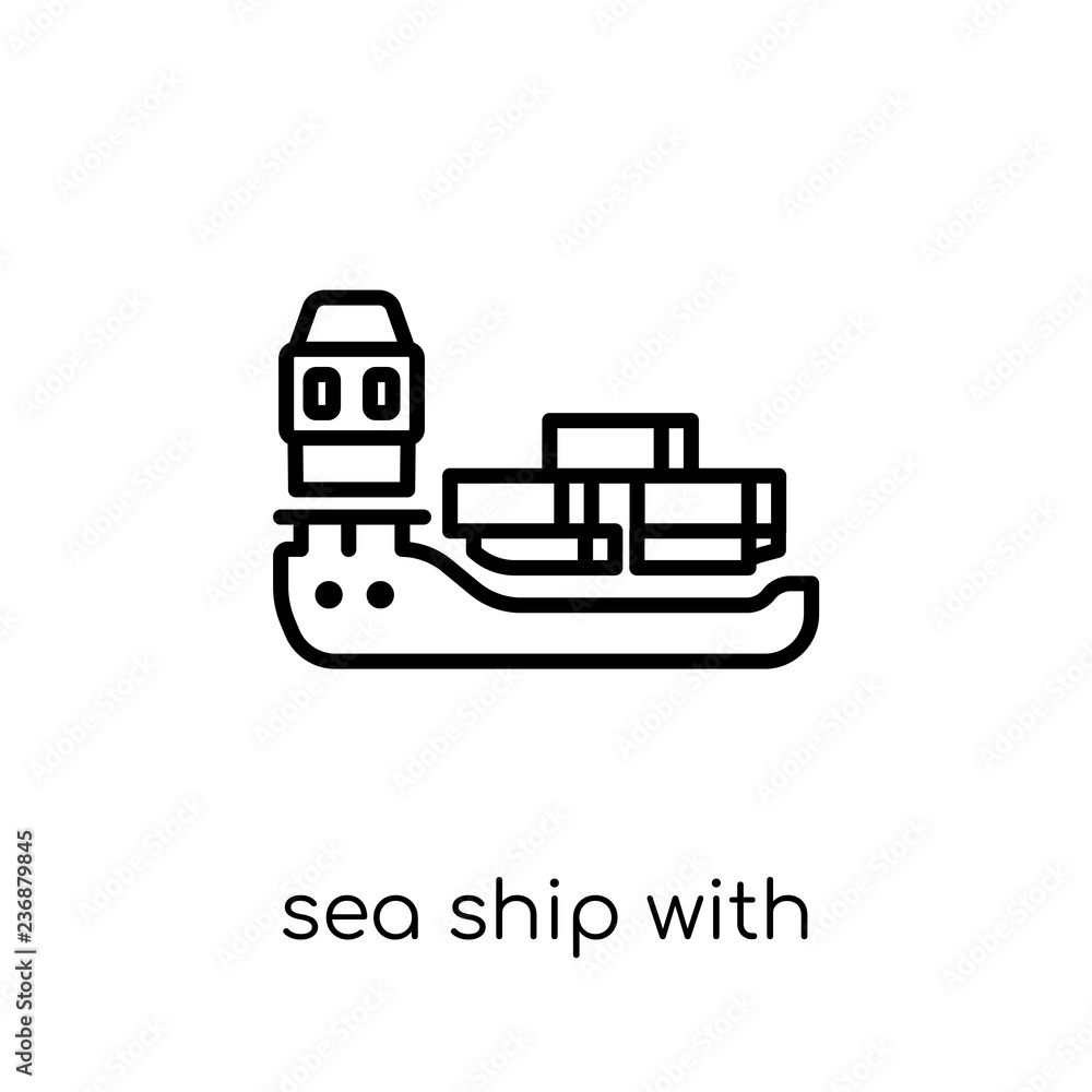 Sea ship with containers icon from Delivery and logistic collect Sea ship with containers icon from Delivery and logistic collect