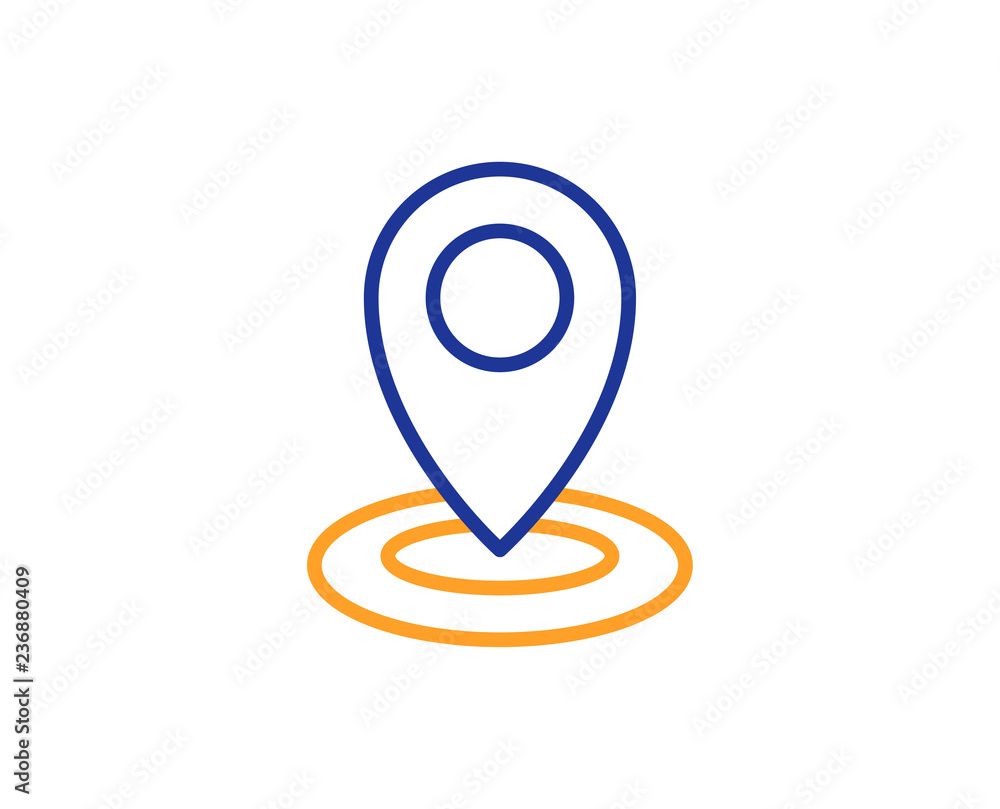 Location line icon. Map pointer sign. Colorful outline concept. Blue and orange thin line color icon. Location Vector Location line icon. Map pointer sign. Colorful outline concept. Blue and orange thin line color icon. Location Vector