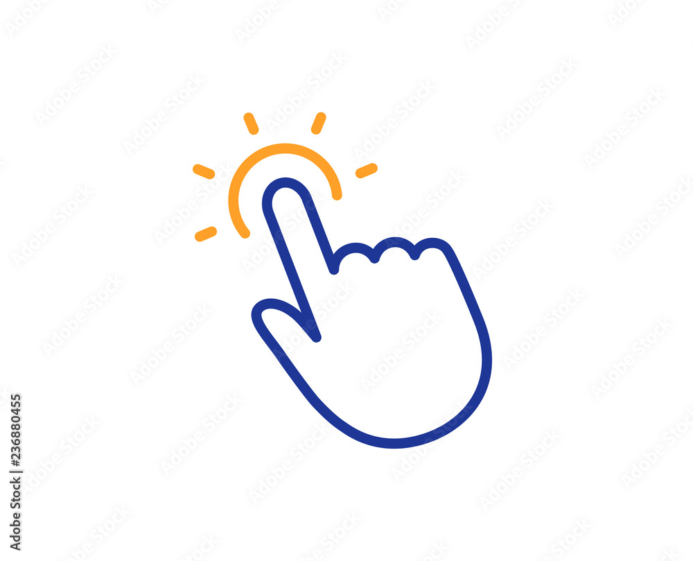 Touchpoint line icon. Click here sign. Touch technology symbol. Colorful outline concept. Blue and orange thin line color icon. Touchpoint Vector Touchpoint line icon. Click here sign. Touch technology symbol. Colorful outline concept. Blue and orange thin line color icon. Touchpoint Vector