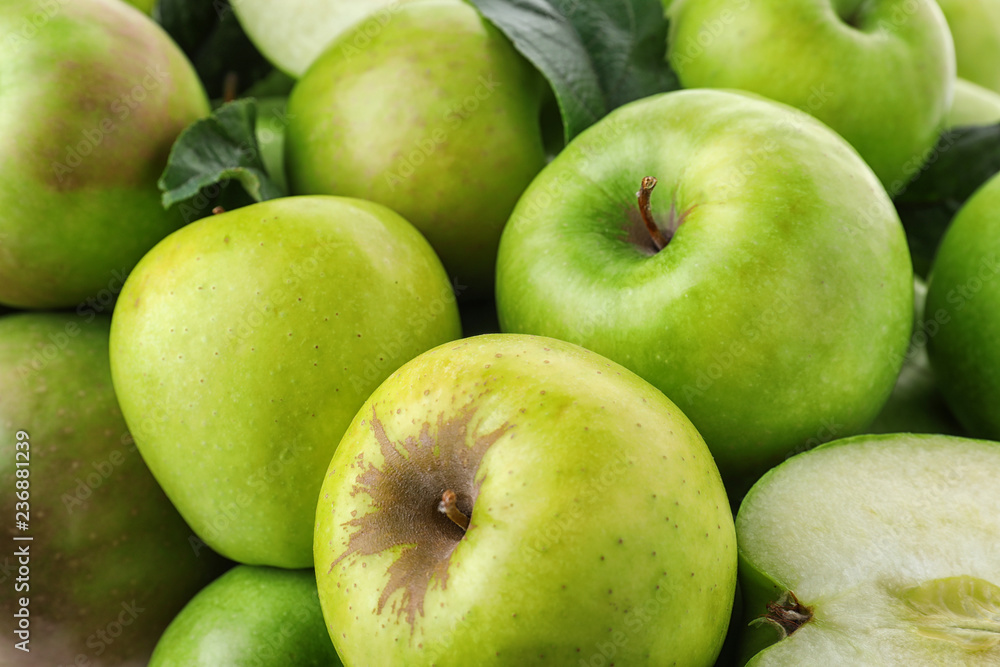 Many ripe juicy green apples as background Many ripe juicy green apples as background