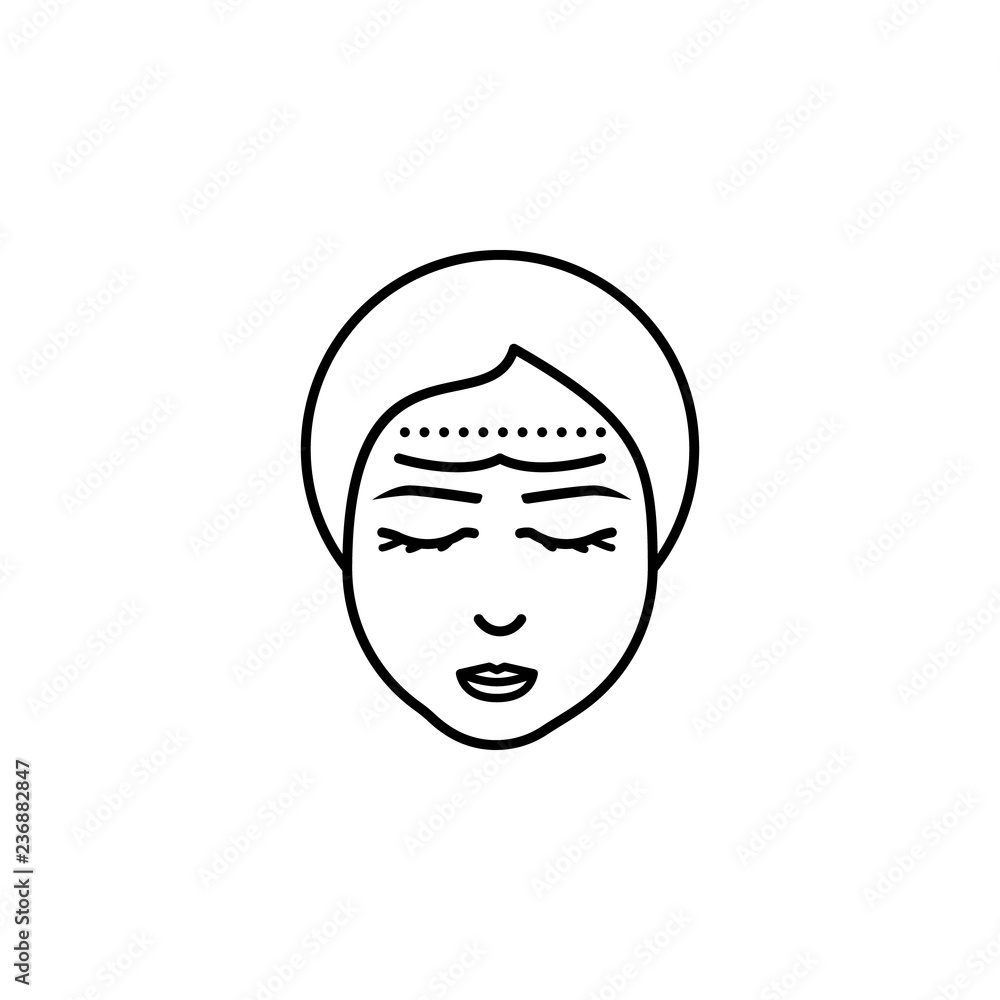 Woman, correction forehead icon. Element of anti aging outline icon for mobile concept and web apps. Thin line Woman, correction forehead icon can be used for web and mobile Woman, correction forehead icon. Element of anti aging outline icon for mobile concept and web apps. Thin line Woman, correction forehead icon can be used for web and mobile