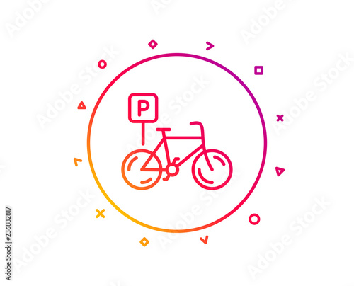 Bicycle parking line icon. Bike park sign. Public transport place symbol. Gradient pattern line button. Bicycle parking icon design. Geometric shapes. Vector