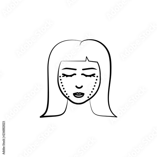 Woman, cheek, surgery icon. Element of anti aging outline icon for mobile concept and web apps. Thin line Woman, cheek, surgery icon can be used for web and mobile