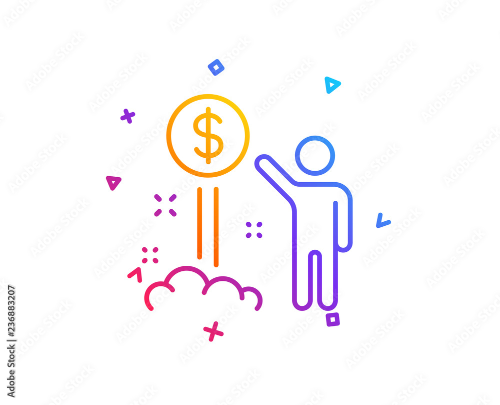 Income money line icon. Wealth sign. Credit card symbol. Gradient line button. Income money icon design. Colorful geometric shapes. Vector Income money line icon. Wealth sign. Credit card symbol. Gradient line button. Income money icon design. Colorful geometric shapes. Vector