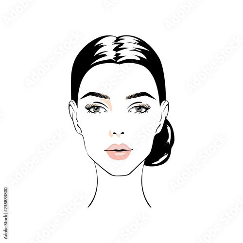 illustration of women bun hair style icon, logo women face on white background, vector. icon beauty woman with luxurious cute bun hairstyle. Idea for card typography vector.