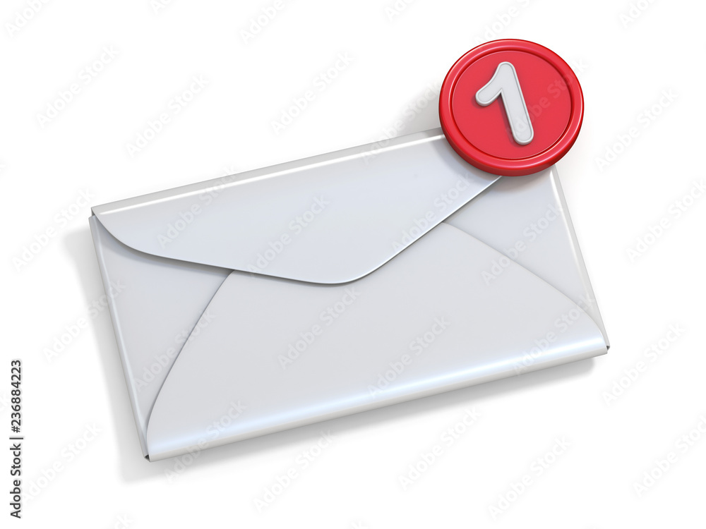 New email message notification over blank envelope 3D New email message notification over blank envelope 3D
