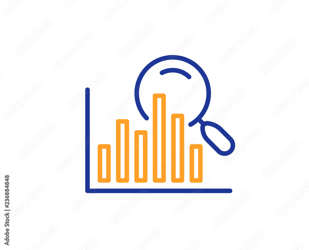Search line icon. Audit analysis sign. Magnify glass. Colorful outline concept. Blue and orange thin line color Search icon. Vector Search line icon. Audit analysis sign. Magnify glass. Colorful outline concept. Blue and orange thin line color Search icon. Vector