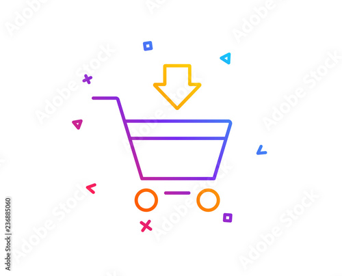 Add to Shopping cart line icon. Online buying sign. Supermarket basket symbol. Gradient line button. Online market icon design. Colorful geometric shapes. Vector