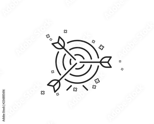 Target line icon. Marketing targeting strategy symbol. Aim with arrows sign. Geometric shapes. Random cross elements. Linear Target icon design. Vector