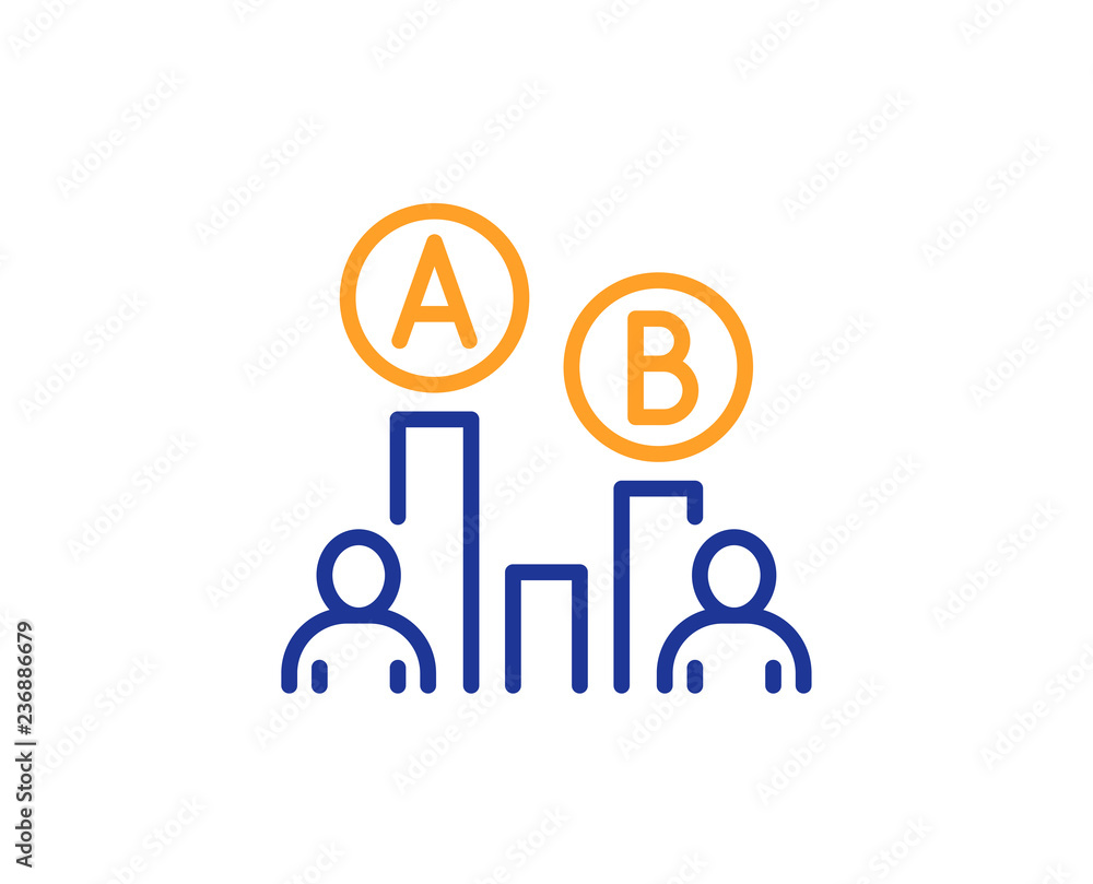 Ab testing line icon. Ui test chart sign. Colorful outline concept. Blue and orange thin line color Ab testing icon. Vector