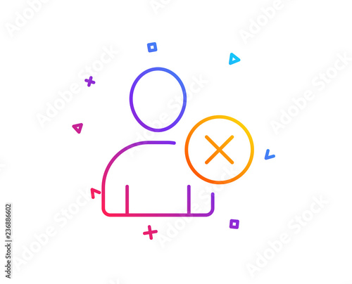 Remove User line icon. Profile Avatar sign. Person silhouette symbol. Gradient line button. Delete user icon design. Colorful geometric shapes. Vector