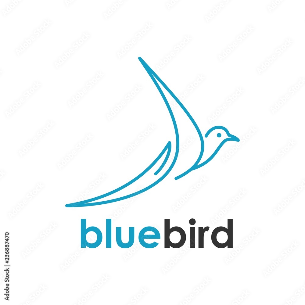 bird logo design with one line combinationBird Vector illustration in mono line style.