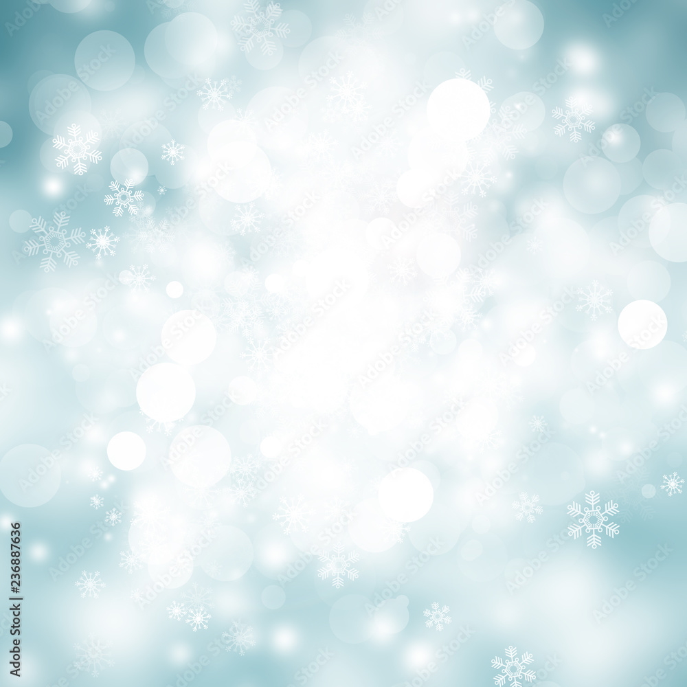 white bokeh blur background / Circle light on gree-blue background / abstract light background