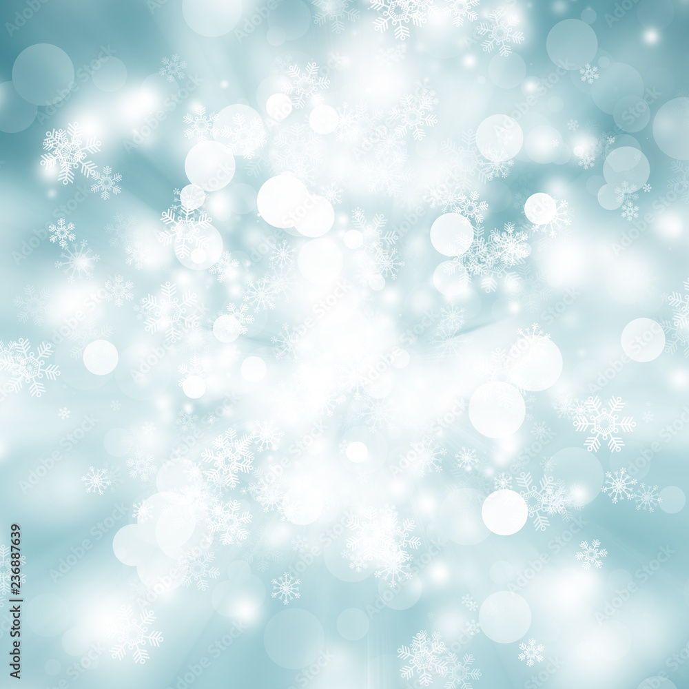 white bokeh blur background / Circle light on gree-blue background / abstract light background