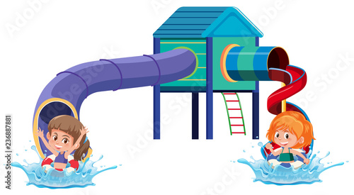 Slide water park on white background