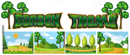 Set of garden landscape