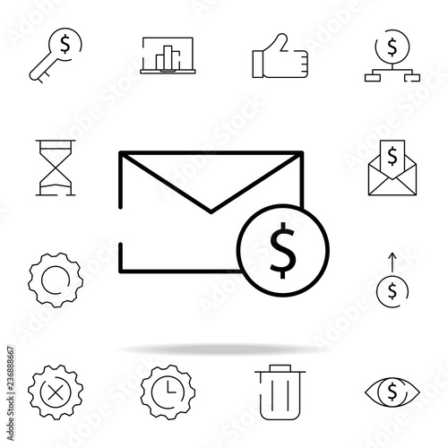 email, envelope, mail, usd icon. stratup icons universal set for web and mobile