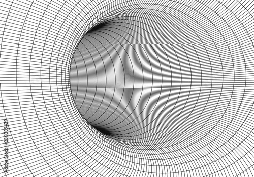 Tunnel or wormhole. Digital 3d wireframe tunnel. 3D tunnel grid. Network cyber technology. Surrealism. Background abstract vector image