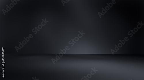 perspective floor backdrop black room studio with gray gradient spotlight backdrop background for display your product or artwork 