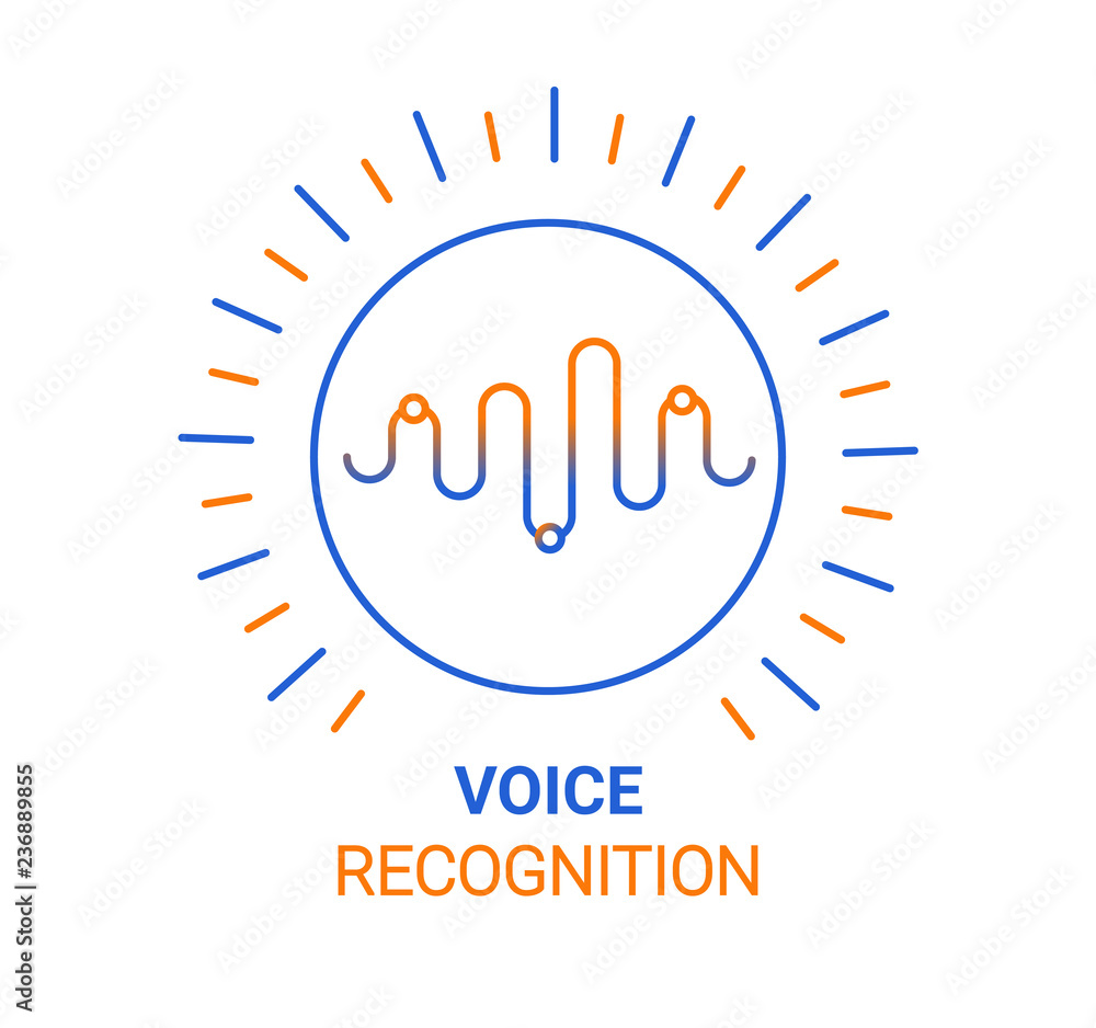 Fototapeta premium Personal assistant voice recognition concept. Artificial intelligence technologies. Sound wave logo concept for voice recognition application, website background or home smart system assistant.Vector
