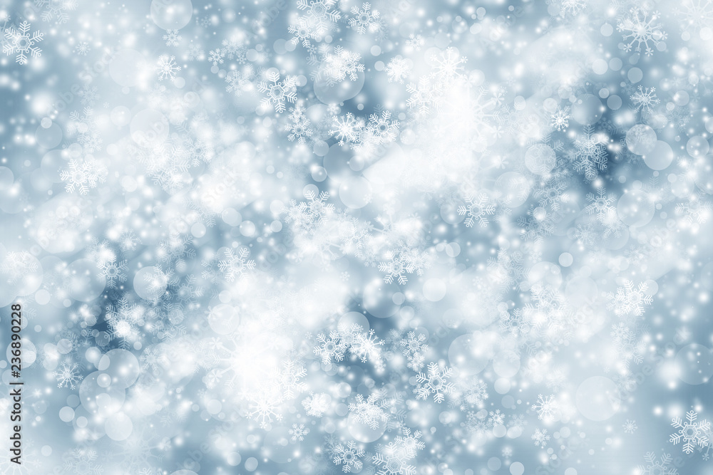 Naklejka premium white snow blur abstract background. bokeh Christmas blurred beautiful shiny Christmas lights