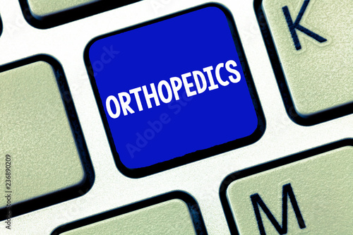 Text sign showing Orthopedics. Conceptual photo Medical specialty concerned with correction of deformities.