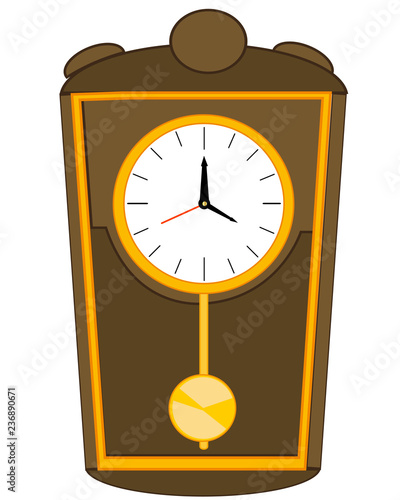 Old come watch with pendulum on white background