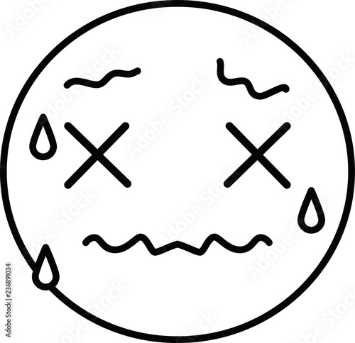 Funny cute emoticon outline